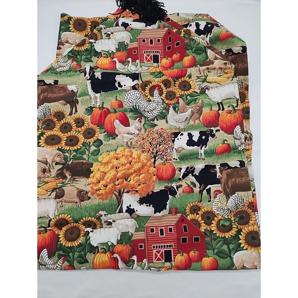 Vintage Thanksgiving Farm Animals Middle Tablecloth 33" X 12.5"